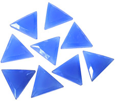 9 Loose Vintage Beveled Cornflower Blue Triangle Jewels Stained Glass Jewelry