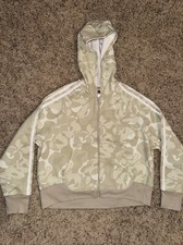 NEW Adidas Girl's Size Large 14 Casual Zip Up Jacket Wonder Beige Floral NWT