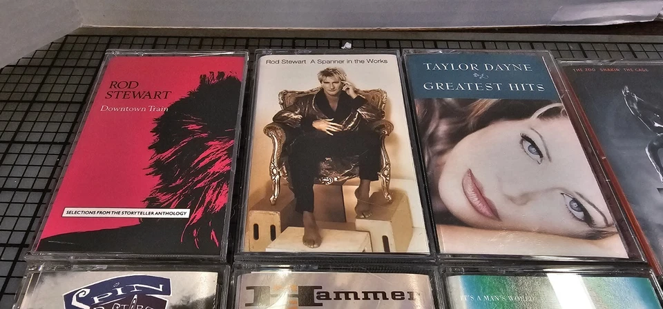 Lot Of 14 Rock Soul Pop Easy Listening Cassette AC/DC Rod Stewart Cher Hammer Ga Foto 4 de 4