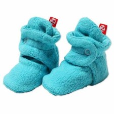 NEW Zutano Snap Fleece Baby Booties 12M Turquoise Pool Stay-On Free Shipping
