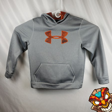 Under Armour Youth Hoodie Pullover Grey with Orange UA Logo Youth Large EUC