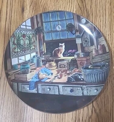 Bradford Exchange Evening's Tranquility By Dave Henderson Plate Cats Porcelain