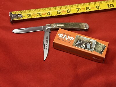 Marbles 4-1/8'' Ram's Horn Trapper Folding Pocket Knife - NEW - MR358