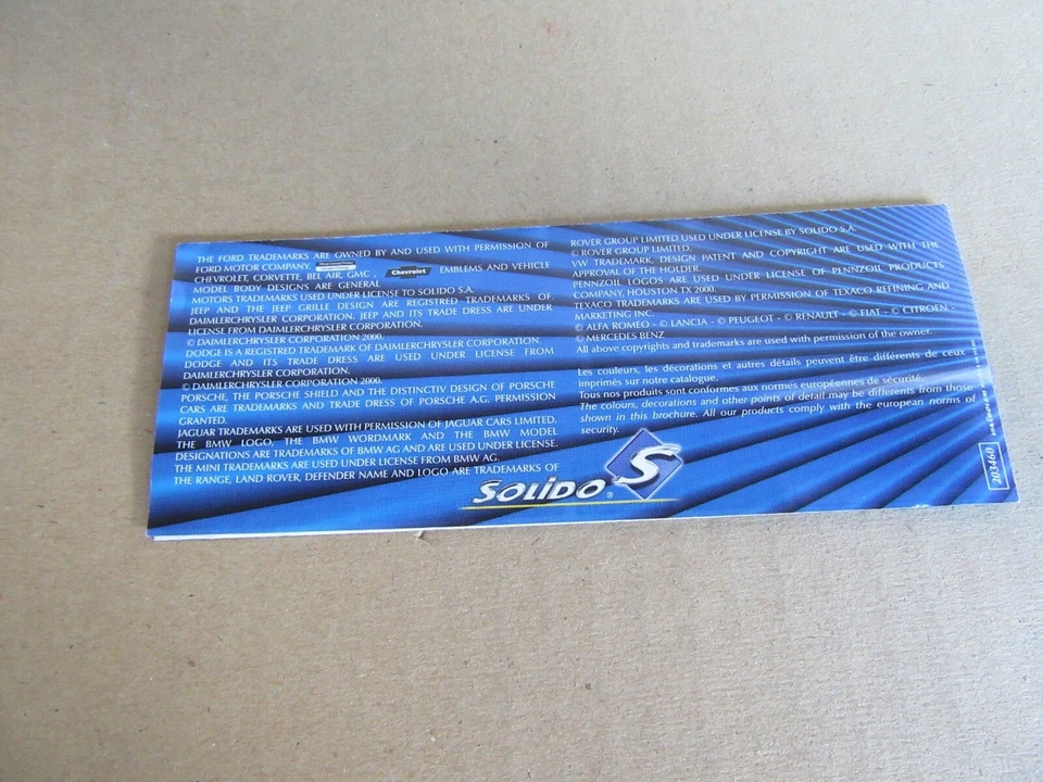 565K Depliant 1/43 Solido Collezione 2001 - Immagine 2 di 4