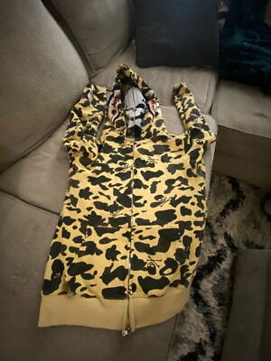 BAPE x Mastermind Japan 1st Camo Embroidered Skull Hoodie Yellow
