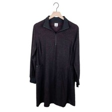 CAbi Cuddle Dress Black Burgundy Red Pockets Quarter Zip Style #4215 Size Medium