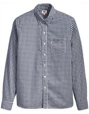 Camisa Levi's Gingham Azul Marino Cuadros Hombre Talla: Algodón Pequeño Manga Larga