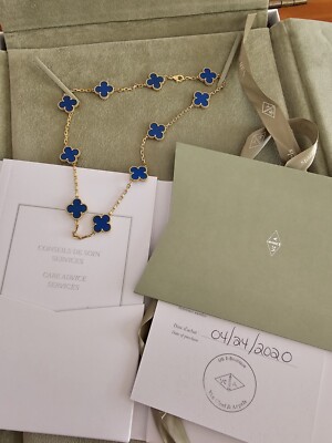 Van Cleef Arpels 10 Motif Vintage Alhambra Necklace 18k Yellow