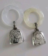 Webster Sterling Baby Rattles Or Teether MOP Birth Record, Set Of 2 Engraved