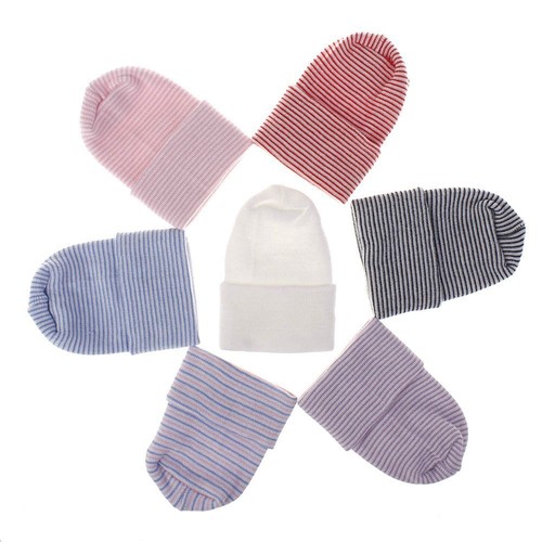 Baby Boy Girl Hat Newborn Hospital Cap Infant Striped Fetal Hat Beanie Hat