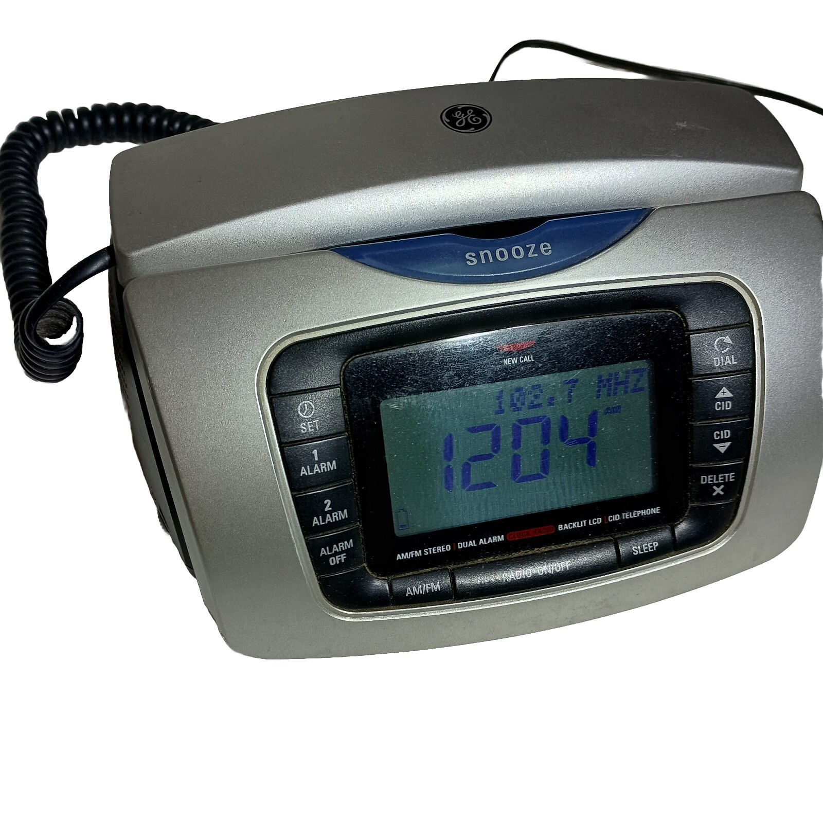 GE ATLINKS 29297GE3A Corded Bedroom Phone Clock Radio Caller ID Alarm