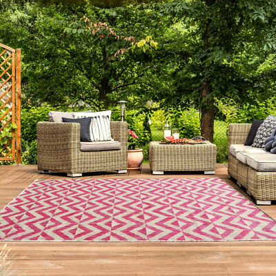 New Pink Blush Geometric Outdoor Patio Bbq Garden Washable Easy Clean Area Rug New Pink Blush Geometric Outdoor Patio, How To Clean Outdoor Carpet On Patio
