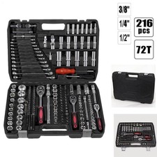 Professional 216 PCS Socket Set 1/2" 3/8" 1/4" Ratchet Spanners Large Tool-Kit👊