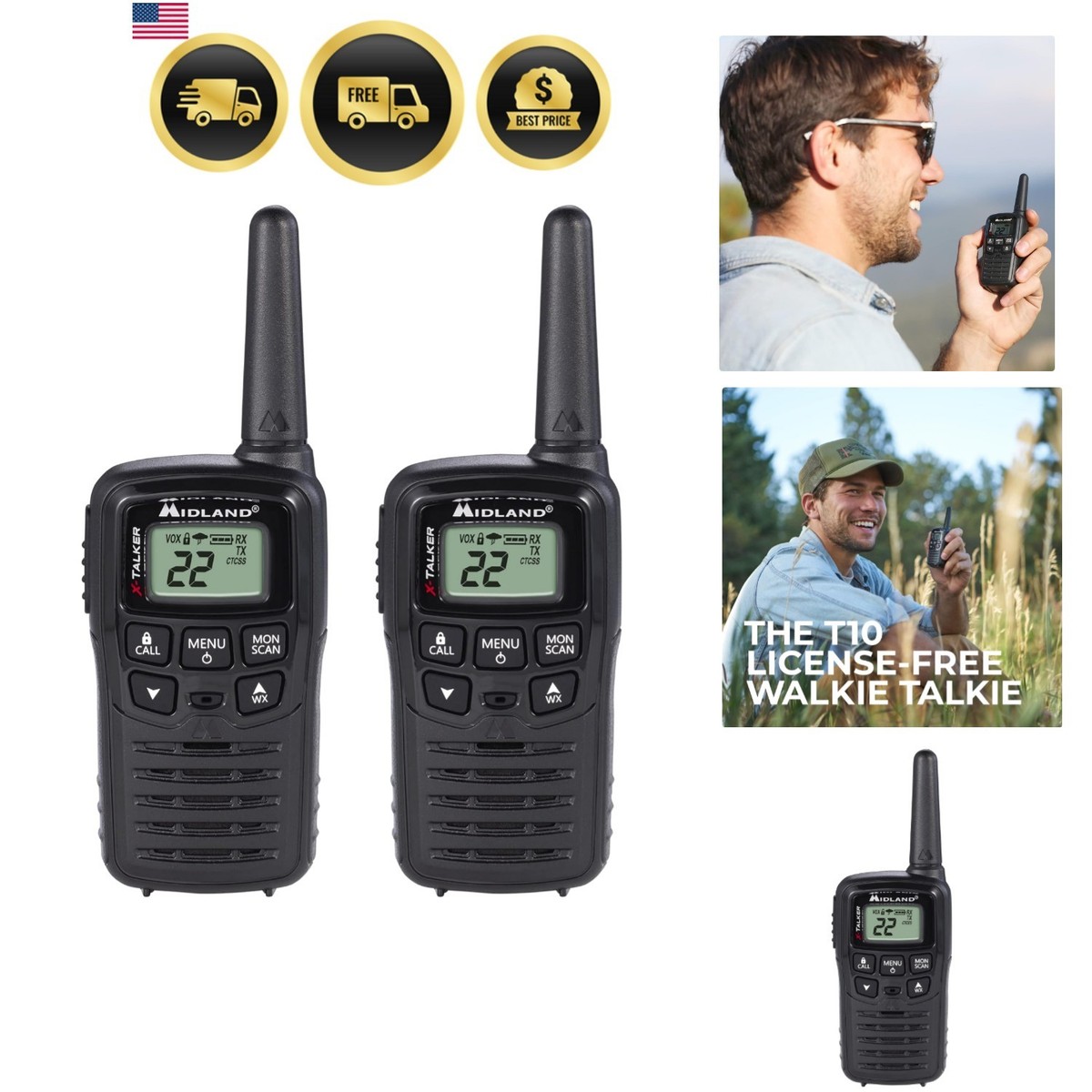 T10 X-TALKER Two-Way Radios - 22 Channels - Long Range Walkie