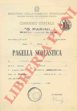Pagella scolastica. Ginnasio e Liceo Classico Statale "G. Parini" e "C. Becca