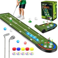 Kids Golf Putting Mat LED Practice Game Indoor Outdoor