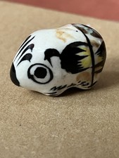 Miniature Mexico Tonala Pottery Pig Figurine. Hand Painted.