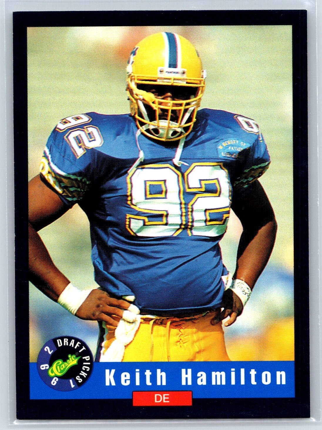1992 CLASSIC DRAFT PICKS CARD # 28 Keith Hamilton - New York Giants