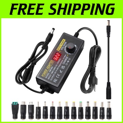 Multi-Voltage Adjustable Power Supply - 108W AC/DC Adapter with Safety Features