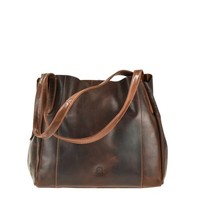 Greenburry Shopper Leder Damen 32X29Cm Handtasche Schultertasche Teak Braun