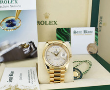 ROLEX 18kt Gold Day Date 40 President Silver Index Motif Model 228238 9