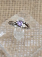 Sterling Silver Amethyst Heart Baby Ring Size 3.75 Pinky Child Ring