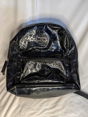 Loungefly Sanrio Hello Kitty Black Patent Embossed Monogram Mini Backpack Rare