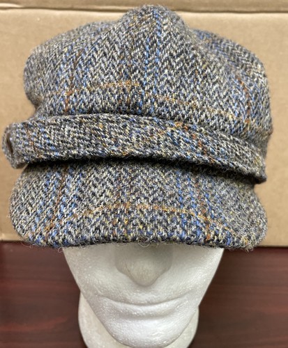 Damen Harris Tweed Baker Boy Cap Zeitungsjunge flache Mütze Fischgrätmuster kariert Größe MD - Bild 1 von 8