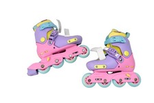 C7 Skates Kids Adjustable Inline Roller Skates EU 28-31 Pink Pastel Wheels
