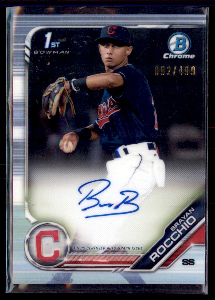 2019 Bowman Chrome Refractor Brayan Rocchio Indians CPA-BR /499 Autograph