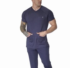 Fit Evrpur 2.0 Large Antibacterial Scrub Top Blue V- Neck Mens