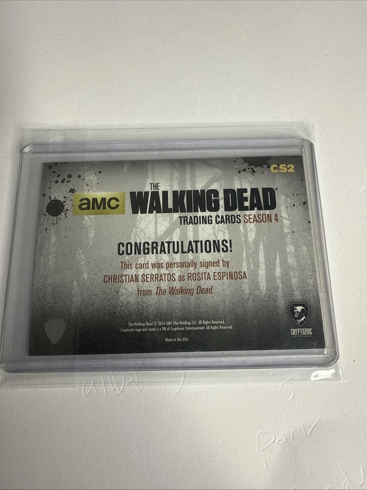 2016 CHRISTIAN SERRATOS Cryptozoic The Walking Dead Season 4 Autograph Rosita  j - Image 2 of 2