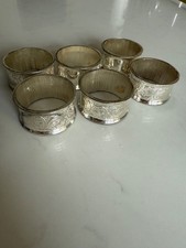 Set Of 6 Epon Zinc Mayell Napkin Rings Engraved Design Queen Ann Style