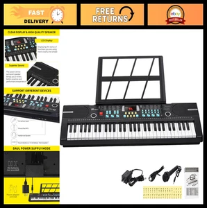 61-Key Clavier enfant, Piano électronique débutant, 100 Tonalités & Rythmes, portatifs