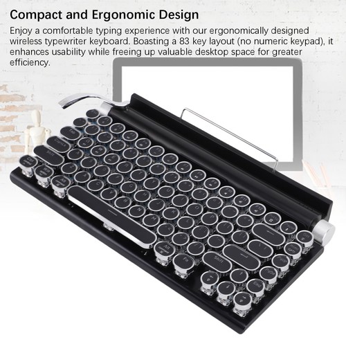 Retro Typewriter Keyboard BT Punk Round Keycap Metal Frame Wireless Mechani ESE - Picture 4 of 30