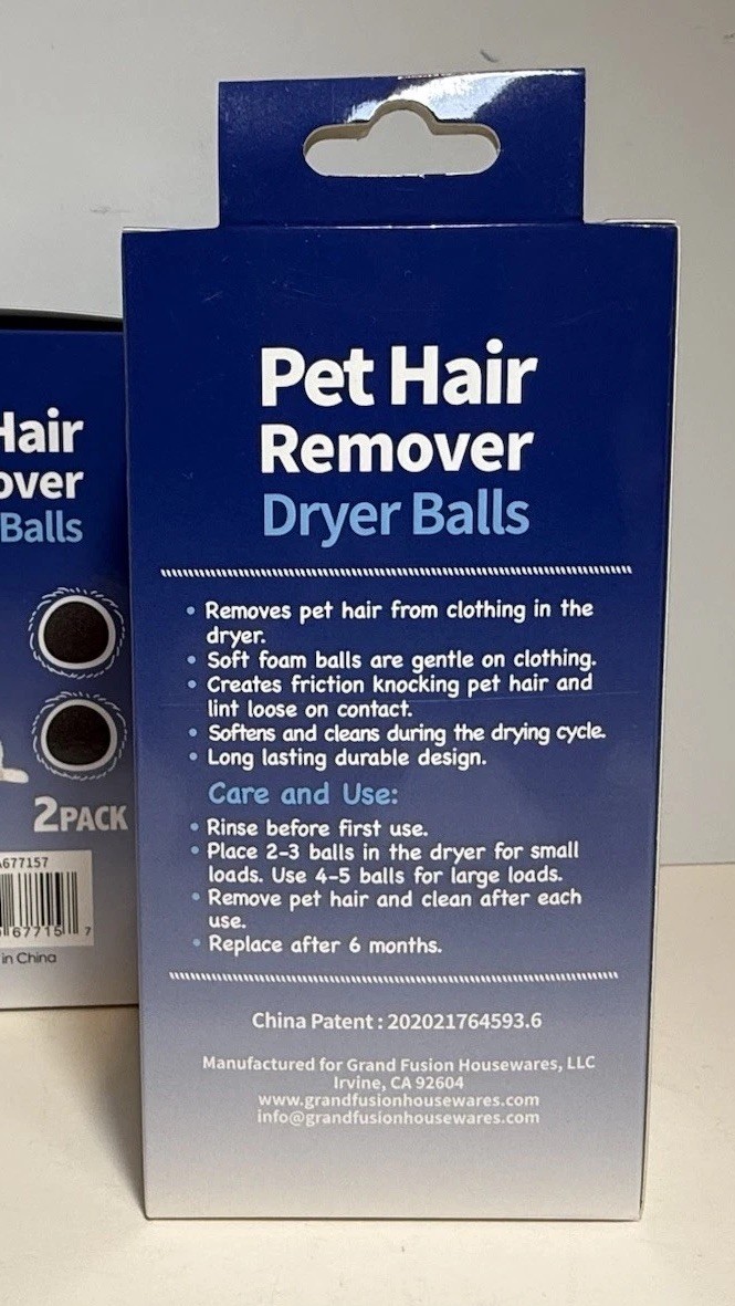 Grand Fusion Pet Hair Remover Dryer Balls 2 Pack LOT of 3 Boxes Reusable Foam