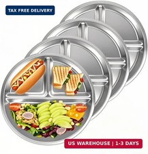 304 stainless steel dinner plates 4 pack, 9.05''round Control Plate Divided Plat