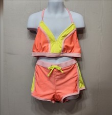 NWT Xhilaration Bikini Swimsuit Large Tankini Orange Yellow Beach Swim C436