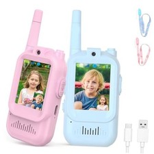 Video Walkie Talkies for Kids, Rechargeable Kids Walkies Talkies 2 Blue Pink