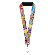 Buckle-Down Lanyard Nick 90s Rewind 7 Character 4 Logo Collage
