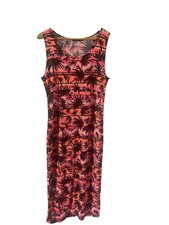 Select Bodycon Palm Tree Midi Dress – Pink & Orange Two-Tone, Sleeveless Size 16