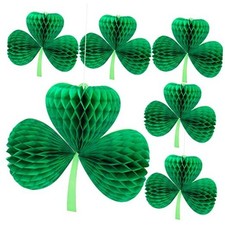 moonoom 6 Pieces St. Patrick 's Day Shamrock Honeycomb Hanging Ornaments- 7.5