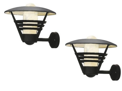 Außenwandleuchte Laterne schwarz, Opalglas, Lampe Hauswand Terrasse, Konstsmide