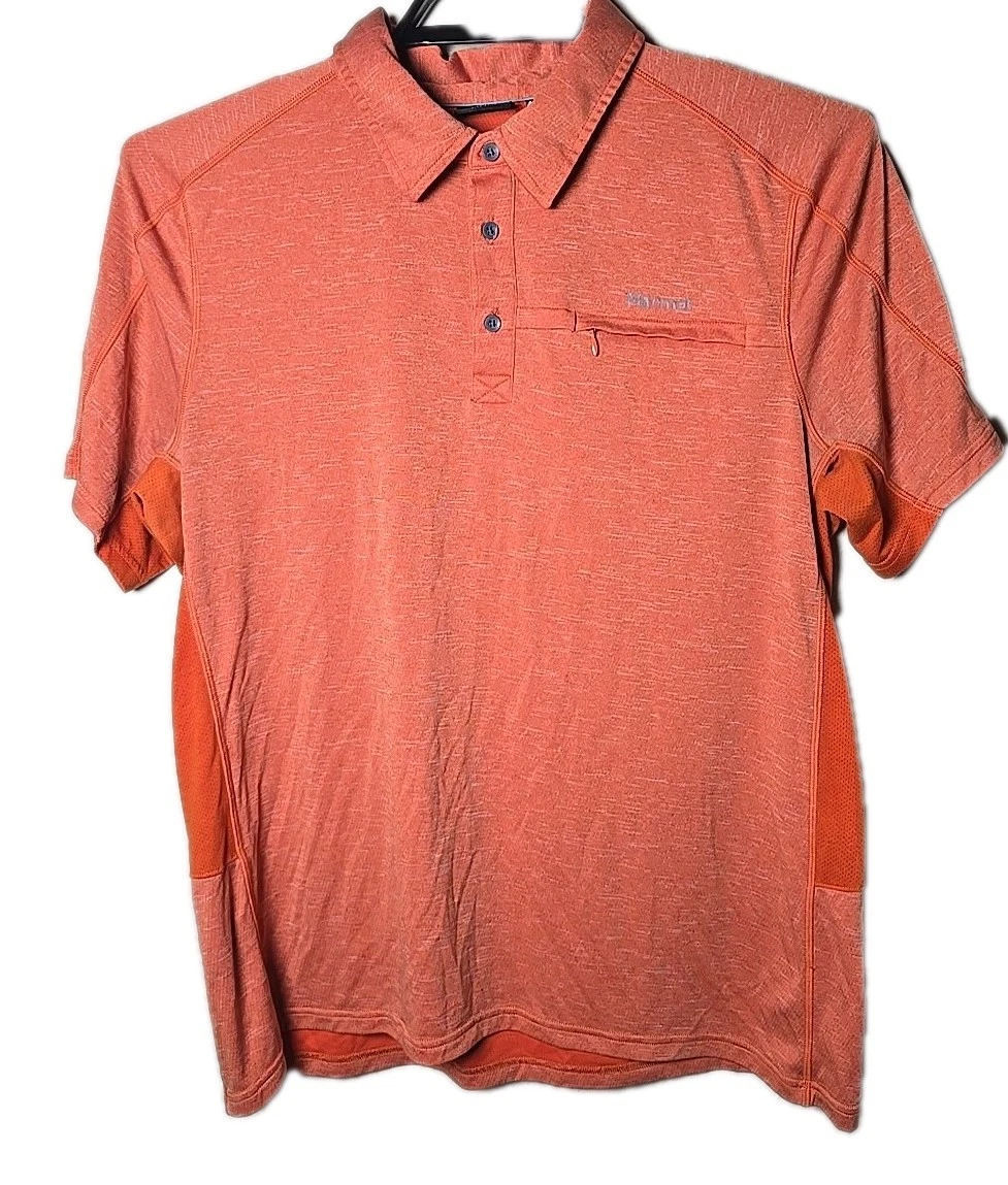 Marmot Men's Size XL Outdoor Performance Orange heather Trail Shirt t10