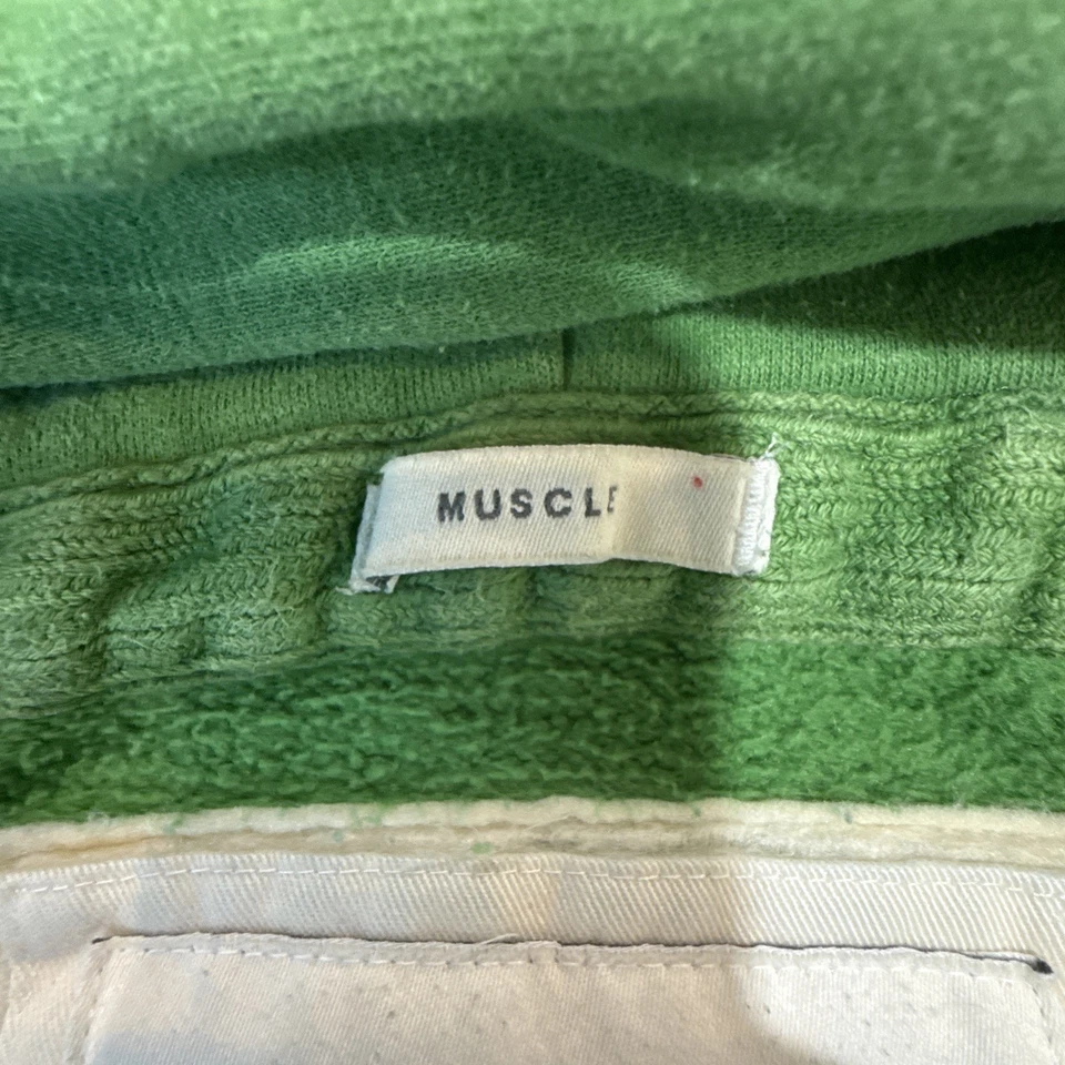 复古 Abercrombie & Fitch Muscle 连帽衫男式 M 绿色拉链 Y2K 仿旧 — 第 2/4 张图片