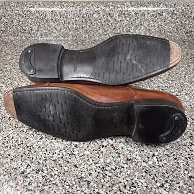 ［美品］Santoni Salem キャップトゥ　8D 26.5cm程度 Santoni Salem Burnished Brown Calf Leather Italian Cap Toe Oxford