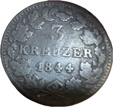 1844 German States Bavaria 3 Kreuzer Low Mintage Silver Nice Free Shipping