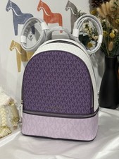 NWT MICHAEL KORS Rhea Medium Color-Block Signature Logo Backpack 358