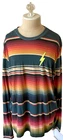 AVIATOR NATION Serape Stripe Neon Bolt Logo Crew Boyfriend L/S Tee L Women M Men