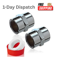 FANOVO 2 Pack 1/2" NPT Female Brass Pipe Coupling Chrome Plated